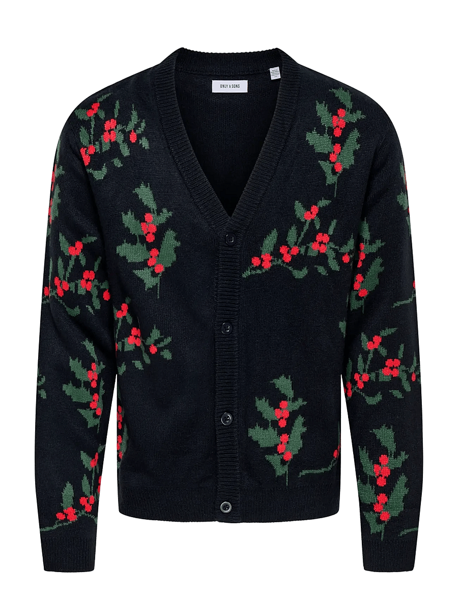 ONLY & SONS - ONSXMAS REG 5 MIST CARD KNIT CS - dark navy - 0
