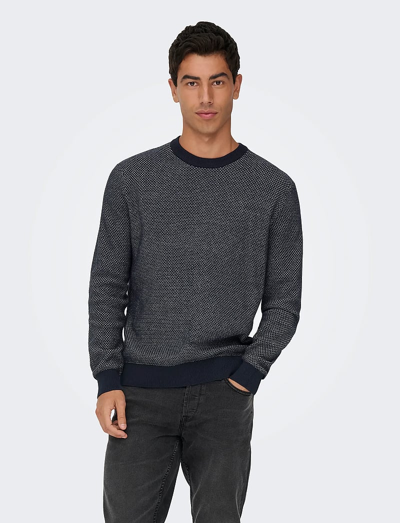 ONLY & SONS - ONSMORGAN 12 STRUCTURE CREW KNIT NOOS - rund hals - navy blazer - 0