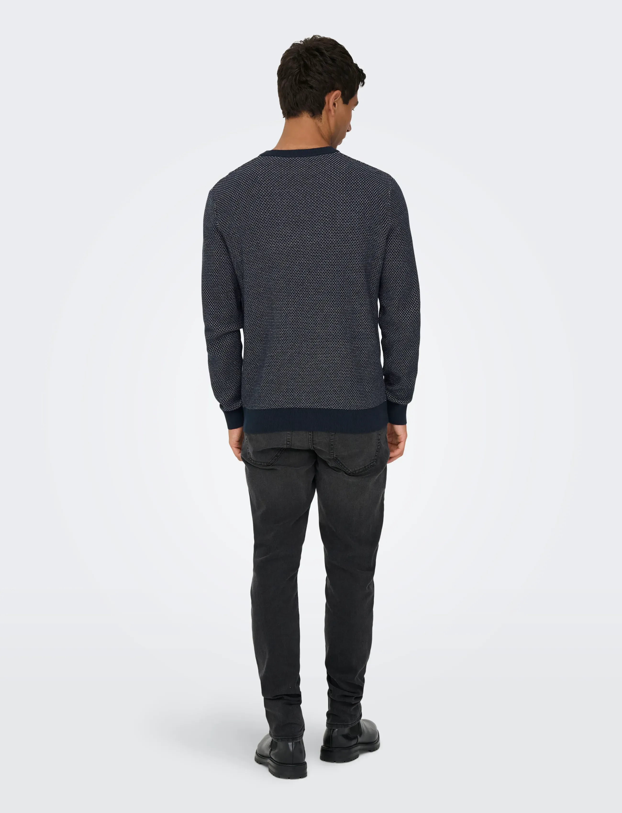 ONLY & SONS - ONSMORGAN 12 STRUCTURE CREW KNIT NOOS - round necks - navy blazer - 3
