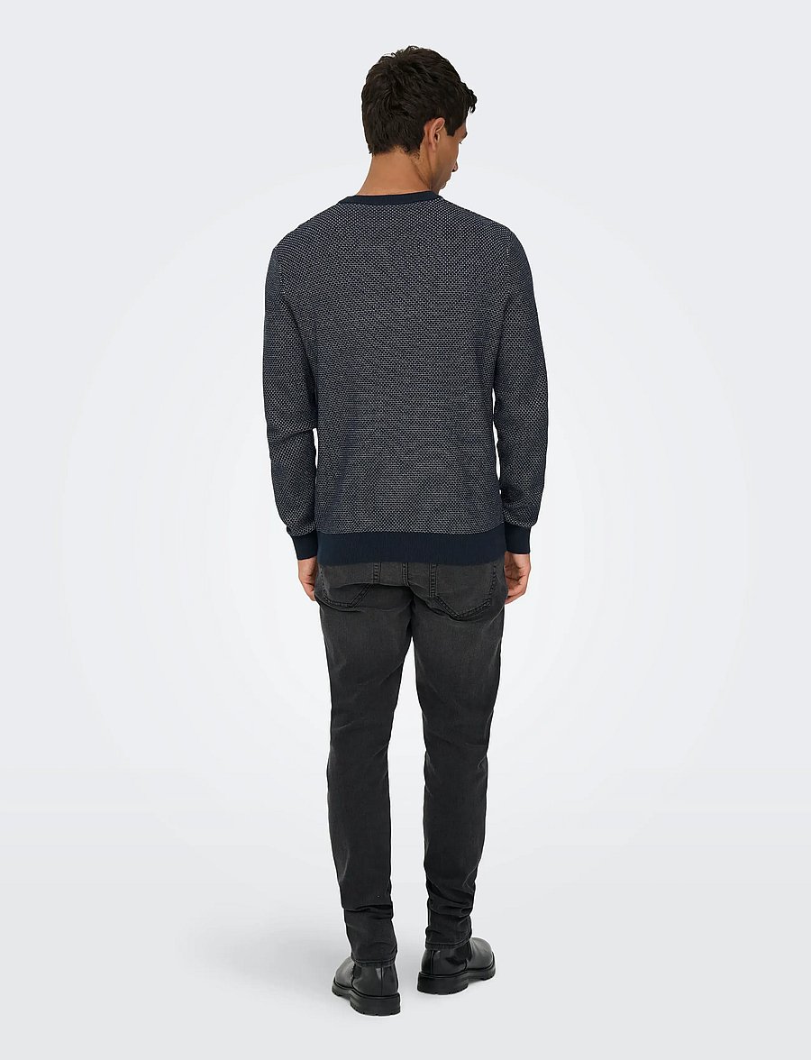 ONLY & SONS - ONSMORGAN 12 STRUCTURE CREW KNIT NOOS - rundhals - navy blazer - 3