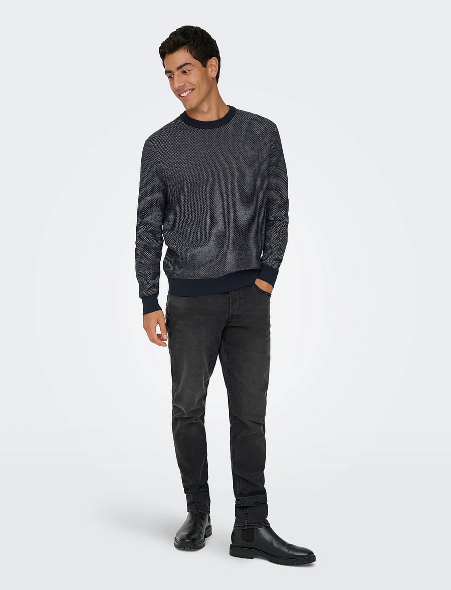 ONLY & SONS - ONSMORGAN 12 STRUCTURE CREW KNIT NOOS - rundhals - navy blazer - 5