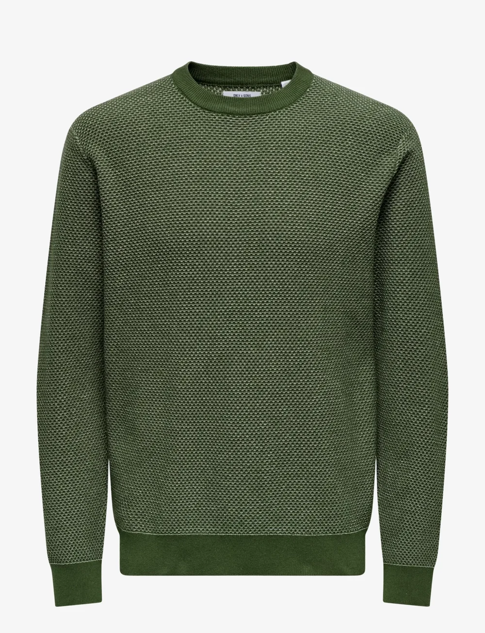 ONLY & SONS - ONSMORGAN 12 STRUCTURE CREW KNIT NOOS - rundhalsad - olive night - 0