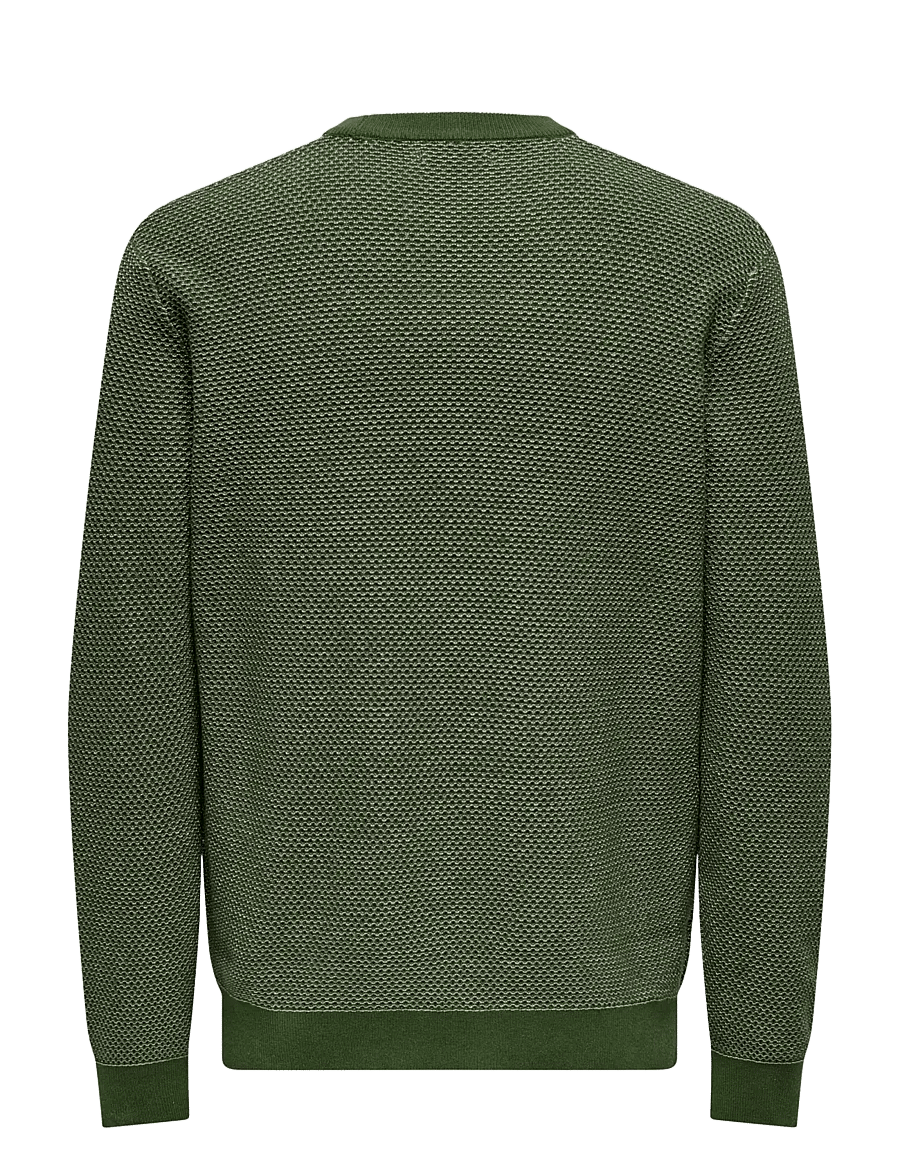 ONLY & SONS - ONSMORGAN 12 STRUCTURE CREW KNIT NOOS - ronde hals - olive night - 1