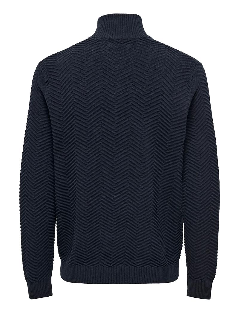 ONLY & SONS - ONSMACE REG HERRINGBONE HALF ZIP KNIT NS - džemperiai su trumpu užtrauktuku - navy blazer - 2