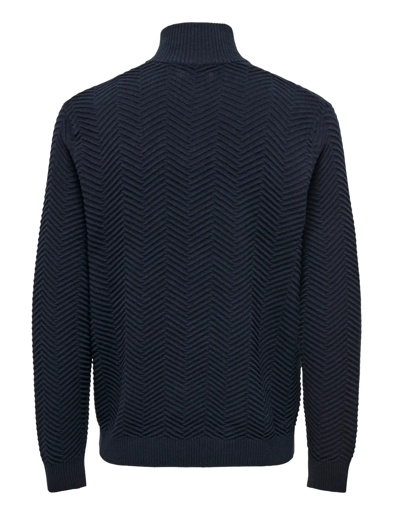 ONLY & SONS - ONSMACE REG HERRINGBONE HALF ZIP KNIT NS - kudumid - navy blazer - 2