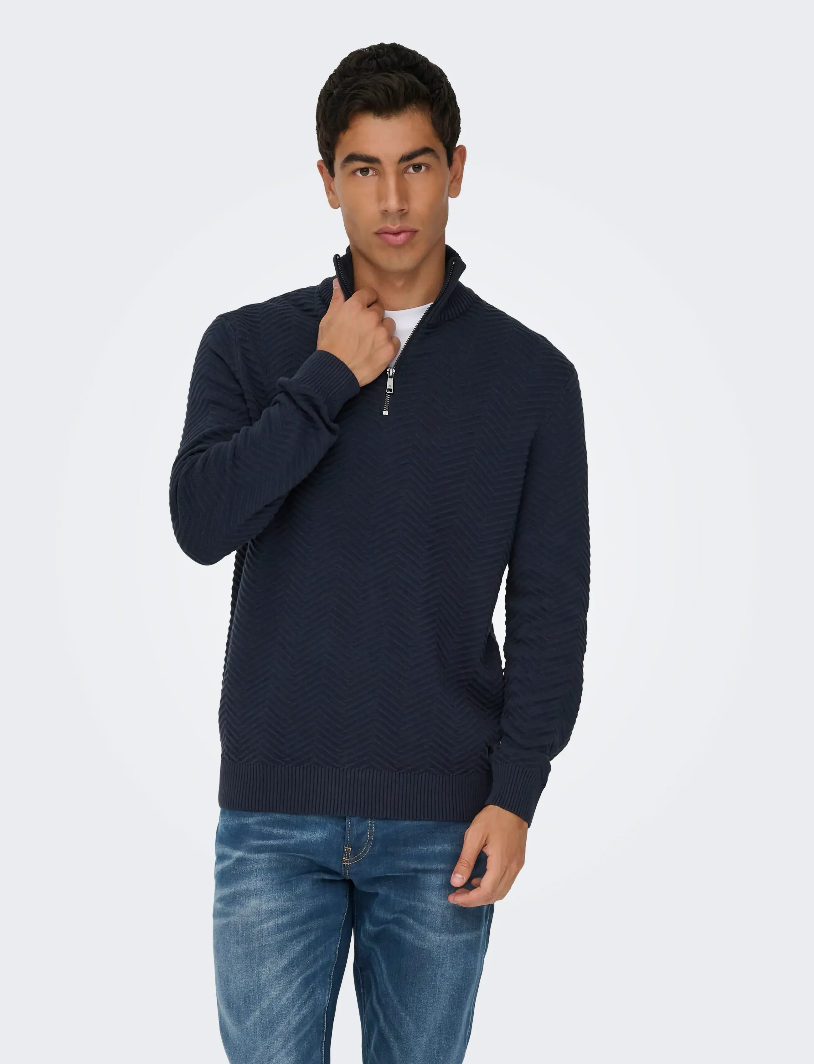 Onsmace Reg Herringbone Half Zip Knit Ns