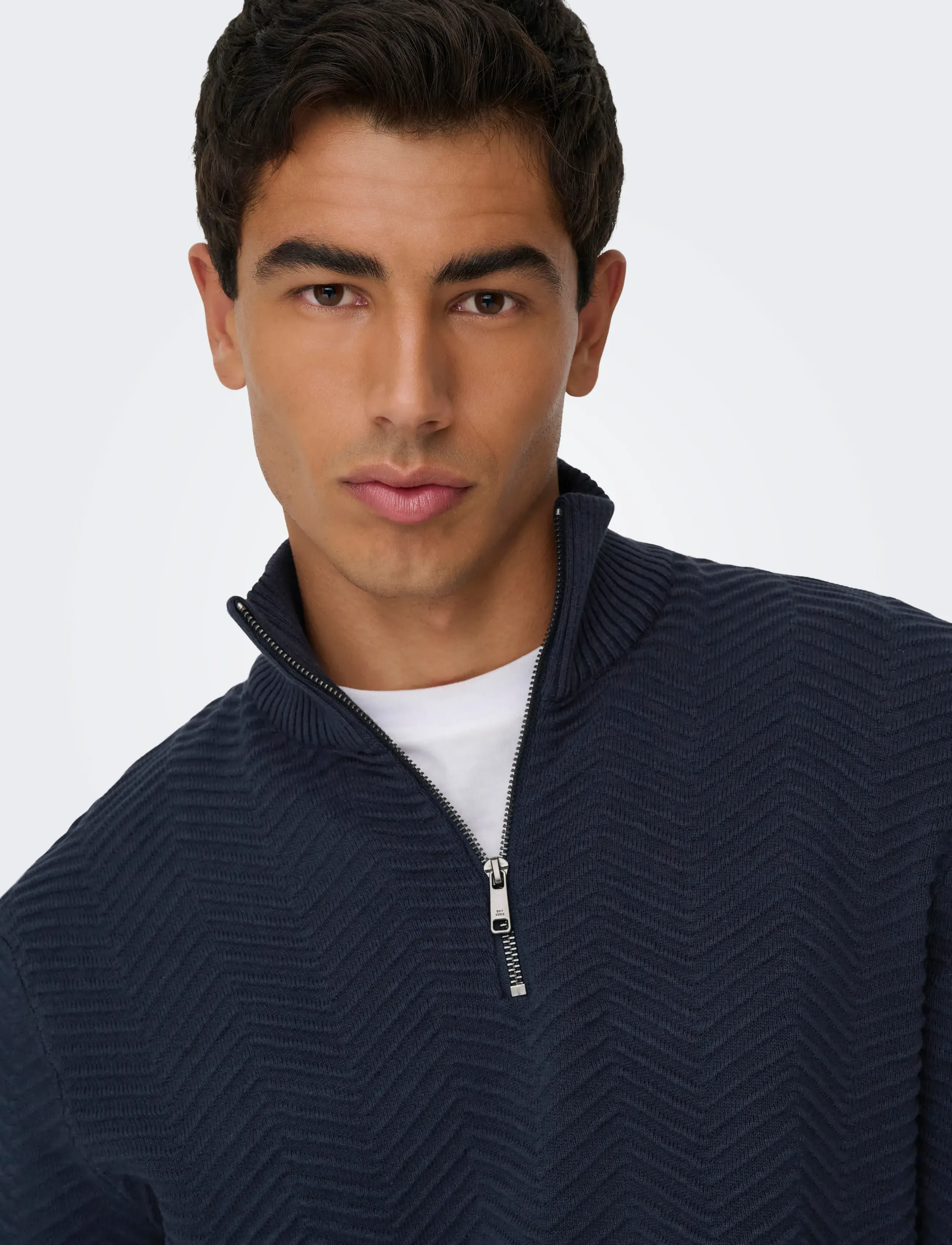 ONLY & SONS Onsmace Reg Herringbone Half Zip Knit Ns stickade tröjor – bild 5