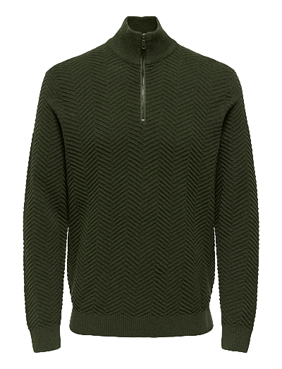 Onsmace Reg Herringbone Half Zip Knit Ns - Half Zip-TrøJer