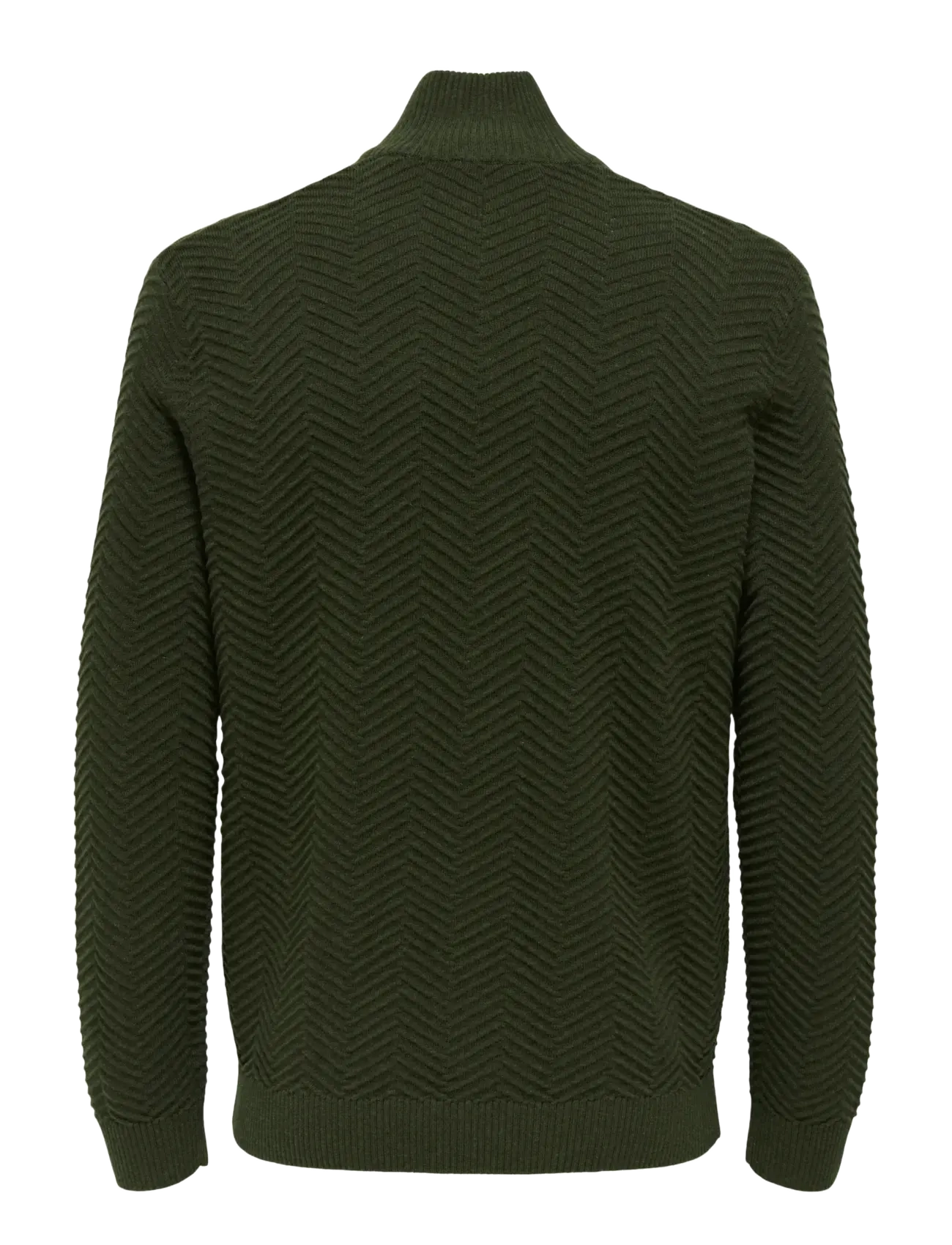 ONLY & SONS - ONSMACE REG HERRINGBONE HALF ZIP KNIT NS - half zip-tröjor - olive night - 2