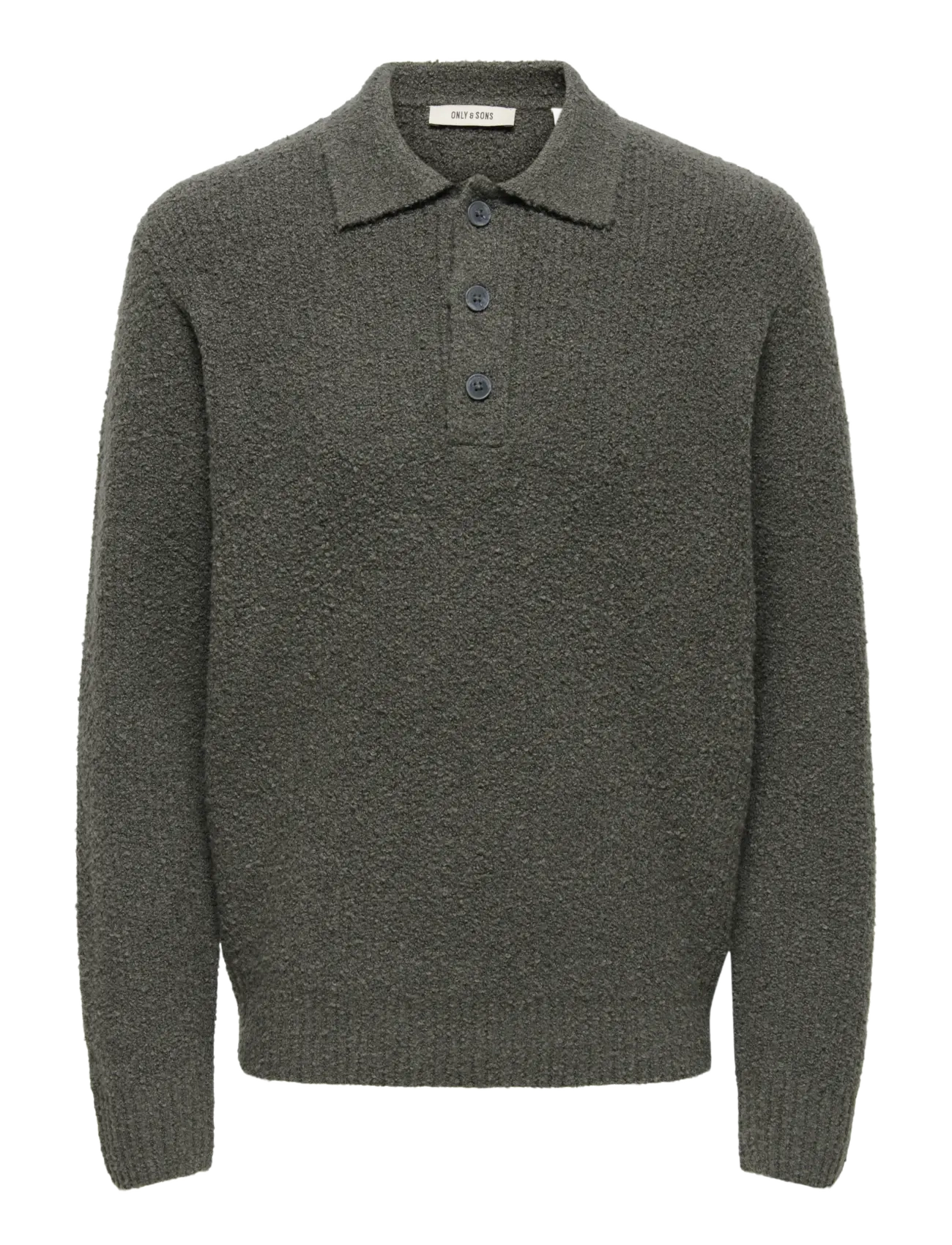 ONLY & SONS ONSDALE RLX LS POLO KNIT NOOS - ONLY & SONS - BELUGA / khaki/green