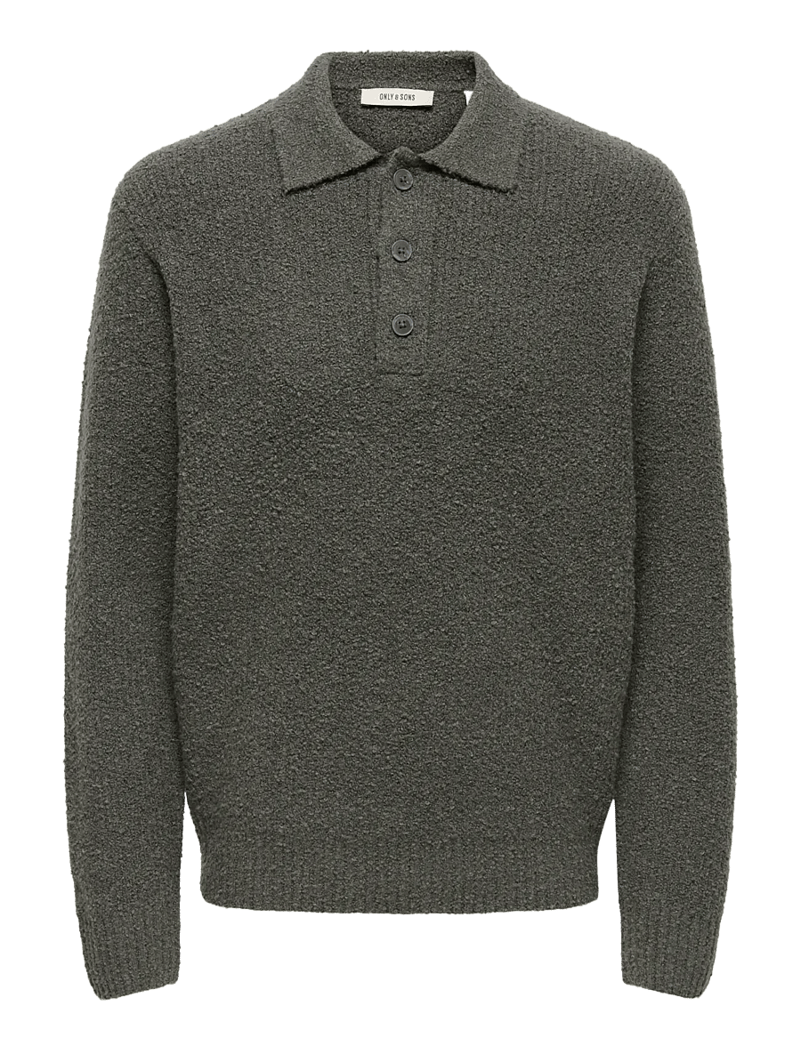 ONLY & SONS - ONSDALE RLX LS POLO KNIT NOOS - langärmelige strick-polohemden - beluga - 0