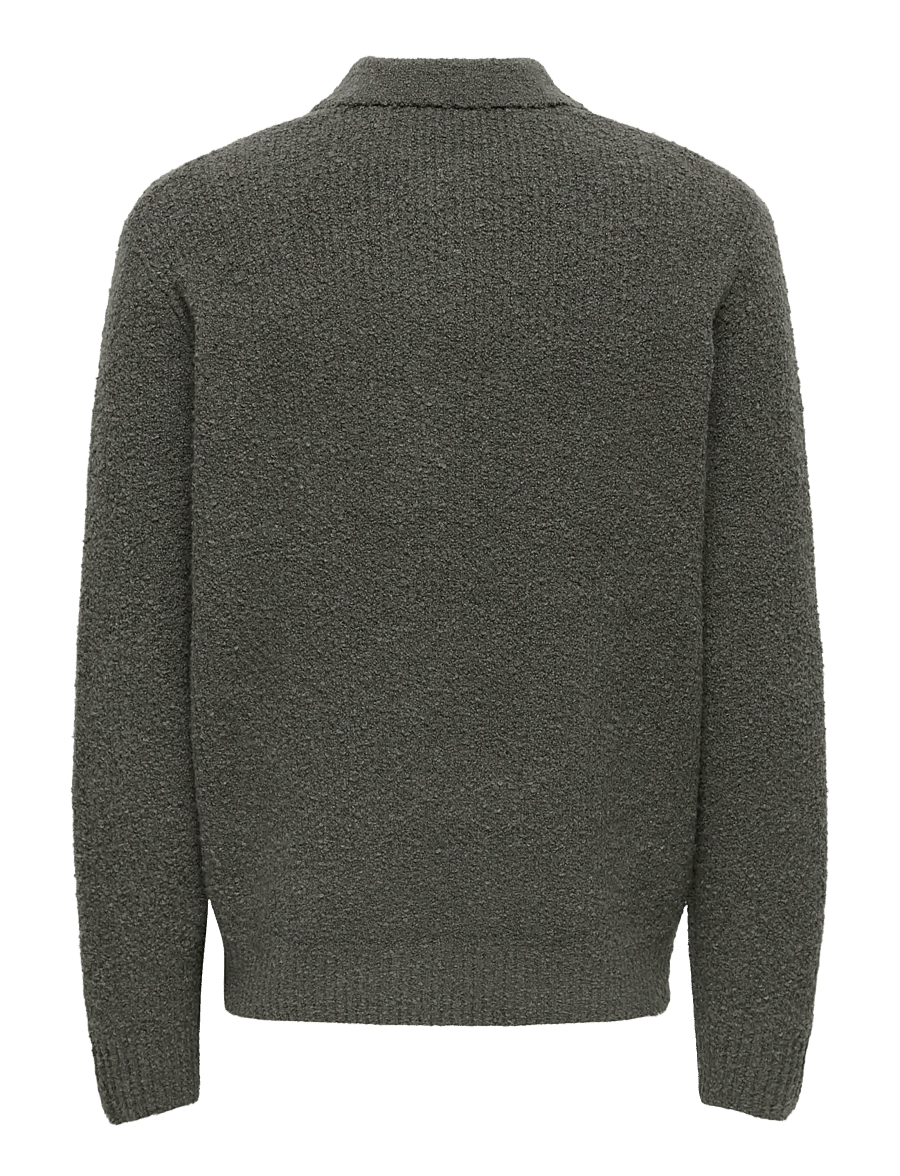 ONLY & SONS - ONSDALE RLX LS POLO KNIT NOOS - langärmelige strick-polohemden - beluga - 1