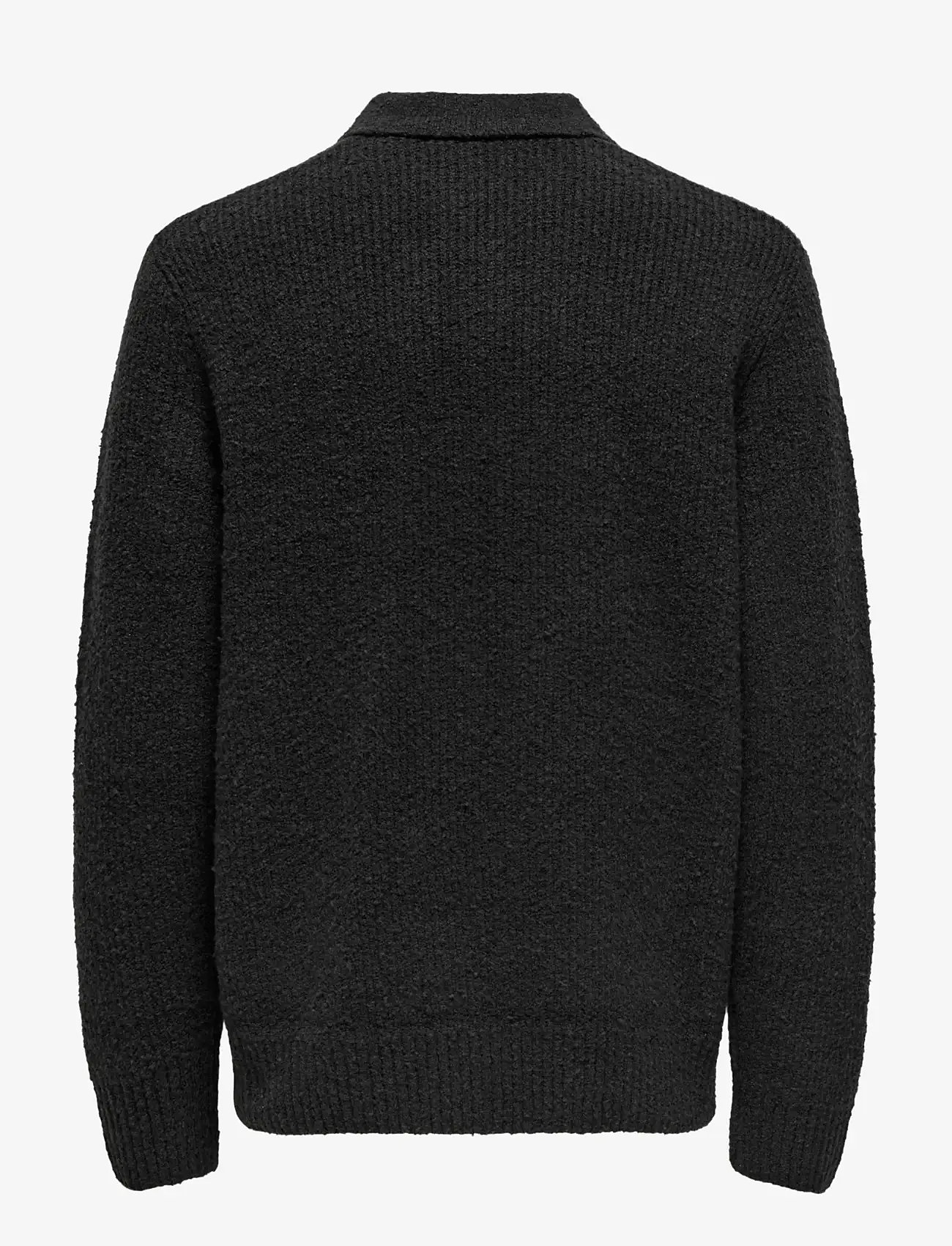 ONLY & SONS - ONSDALE RLX LS POLO KNIT NOOS - långärmade stickade pikétröjor - black - 2