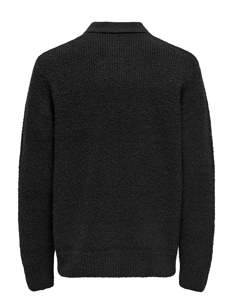 ONLY & SONS - ONSDALE RLX LS POLO KNIT NOOS - långärmade stickade pikétröjor - black - 2