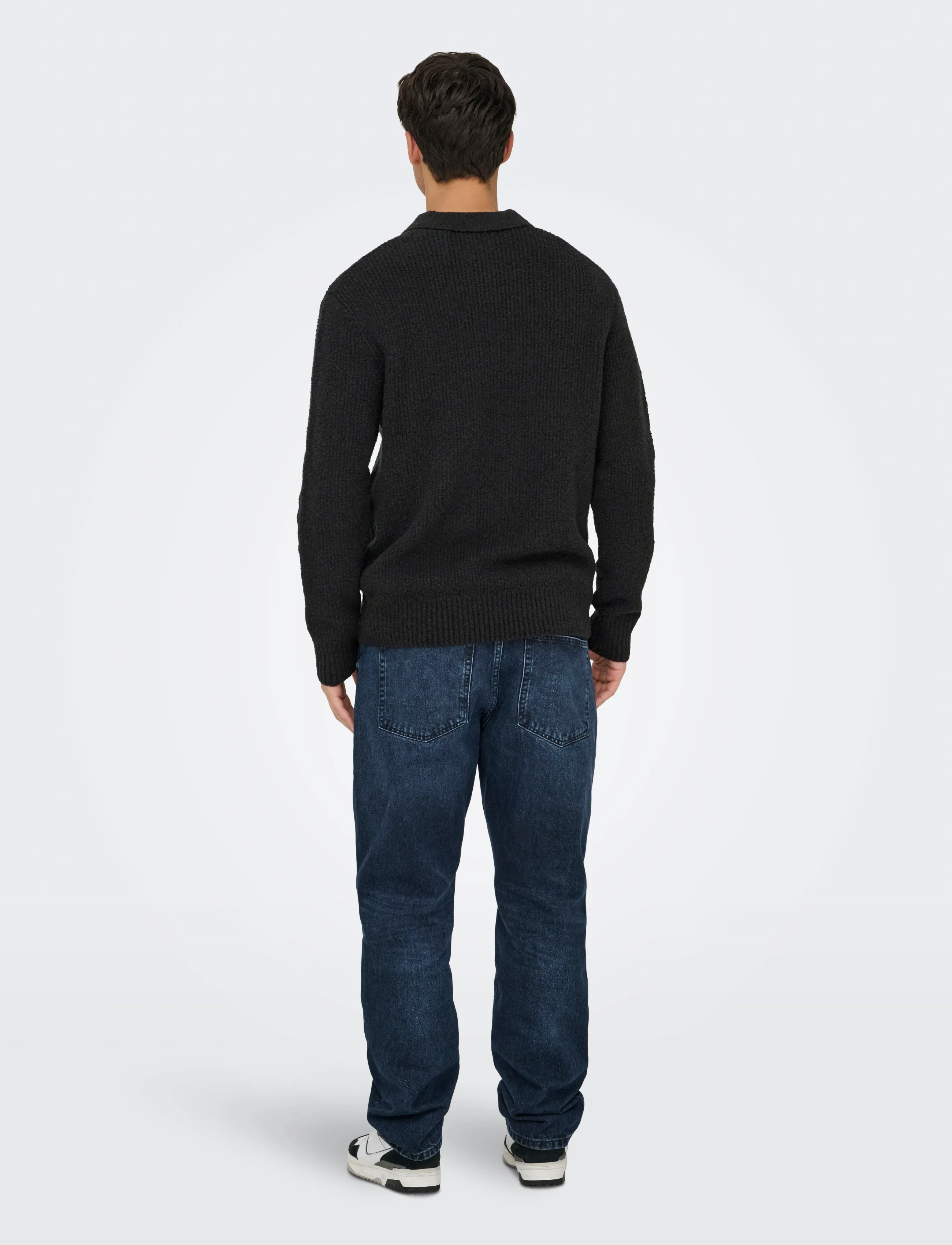 ONLY & SONS - ONSDALE RLX LS POLO KNIT NOOS - dzianinowe koszulki polo z długim rękawem - black - 3