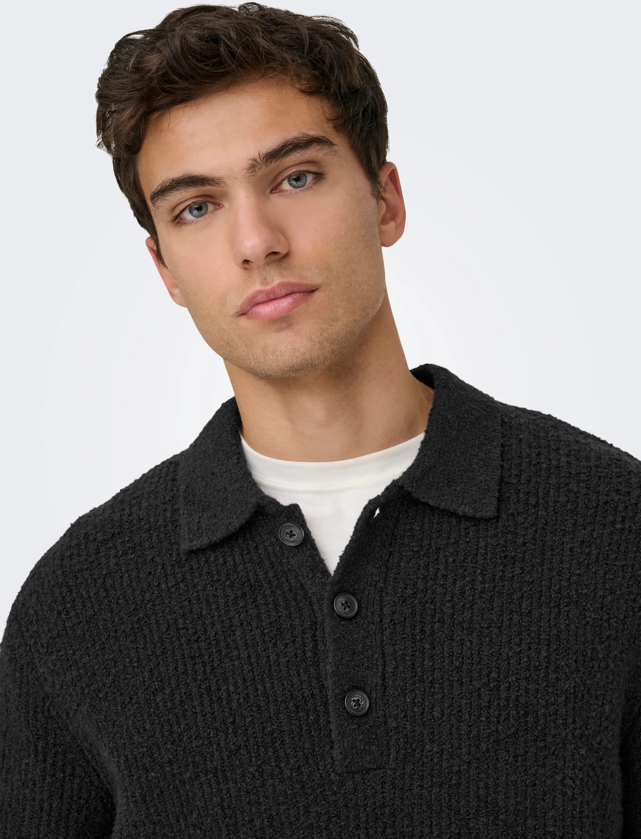 ONLY & SONS - ONSDALE RLX LS POLO KNIT NOOS - dzianinowe koszulki polo z długim rękawem - black - 5