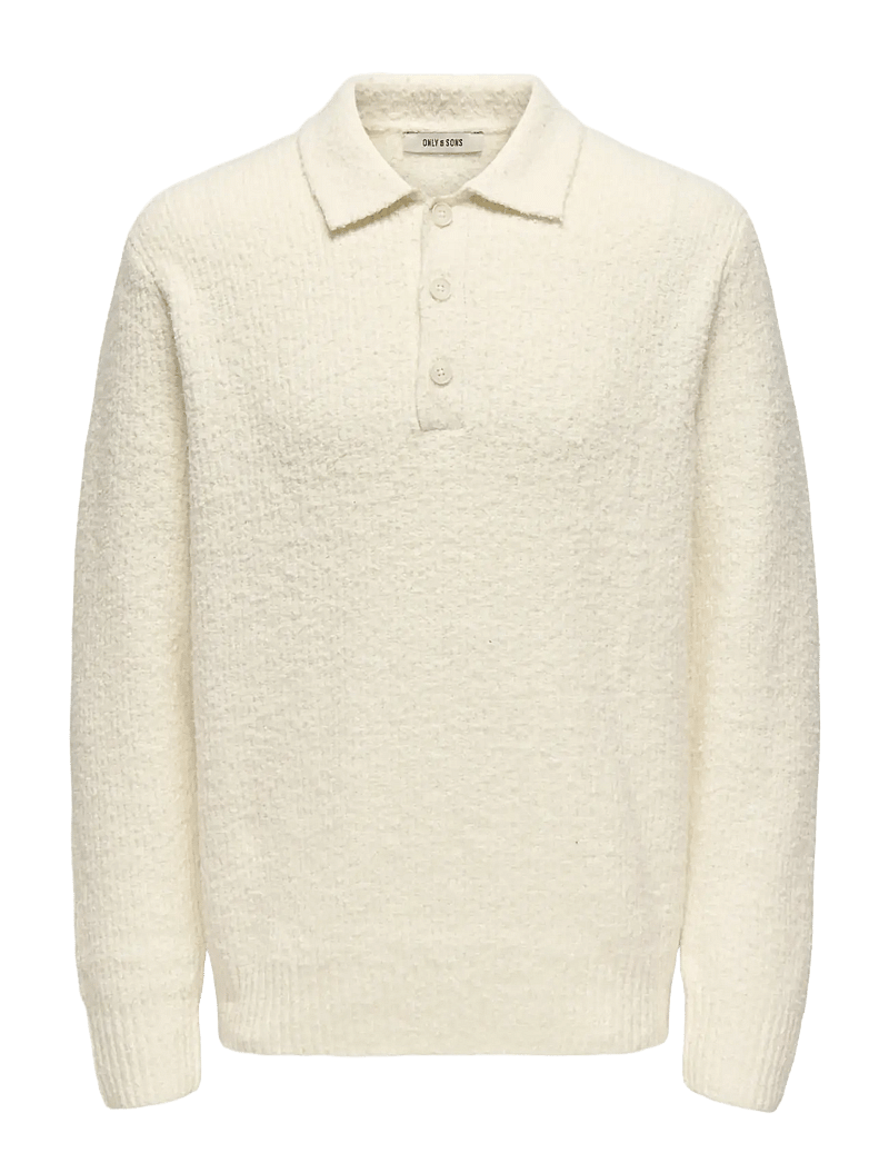 ONLY & SONS - ONSDALE RLX LS POLO KNIT NOOS - stickade pikéer - gardenia - 1