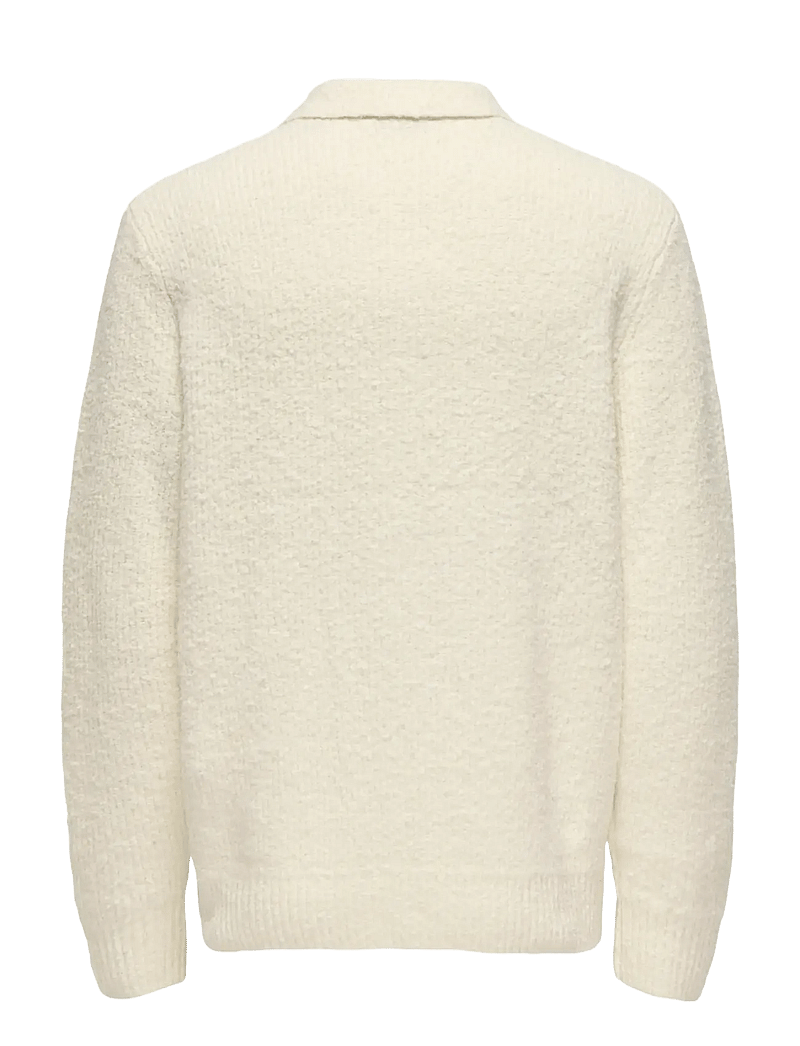 ONLY & SONS - ONSDALE RLX LS POLO KNIT NOOS - stickade pikéer - gardenia - 2