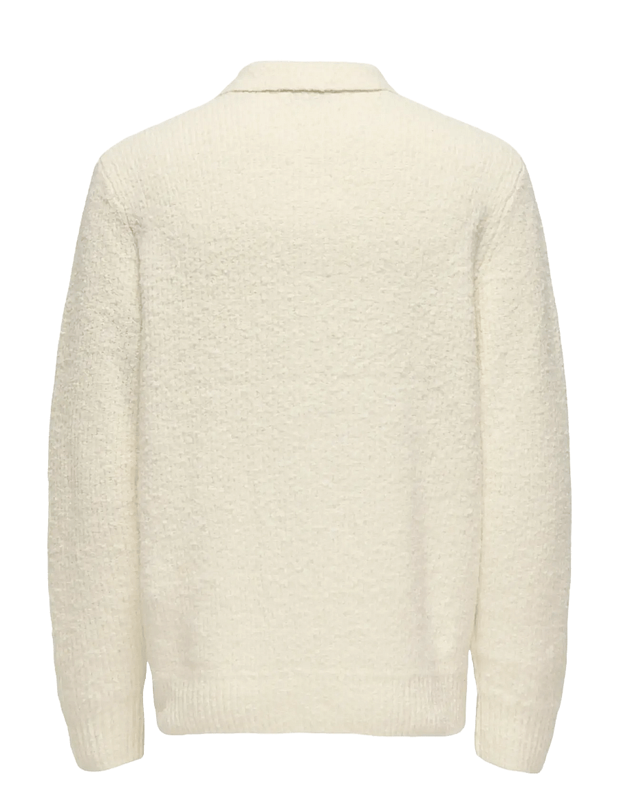 ONLY & SONS - ONSDALE RLX LS POLO KNIT NOOS - långärmade stickade pikétröjor - gardenia - 2