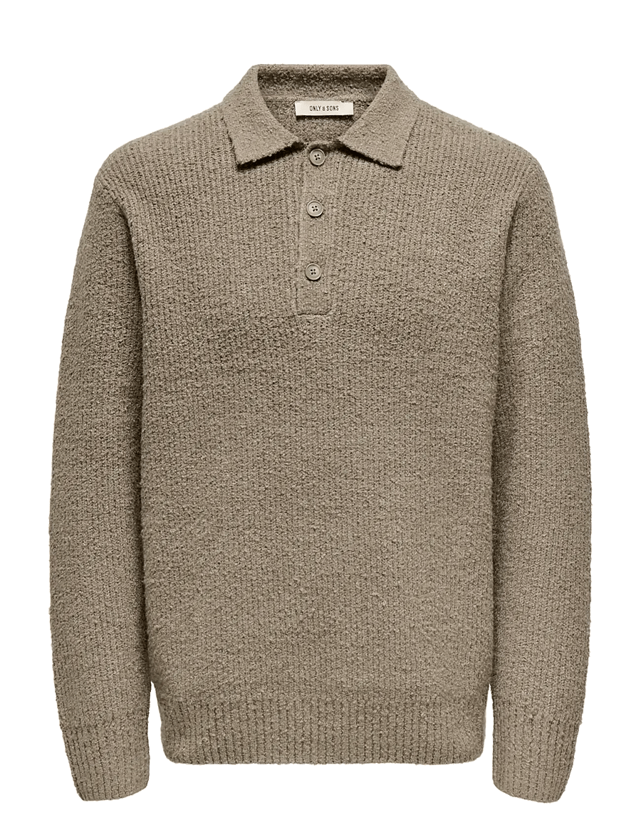 ONLY & SONS - ONSDALE RLX LS POLO KNIT NOOS - poloer i strik med lange ærmer - walnut - 1