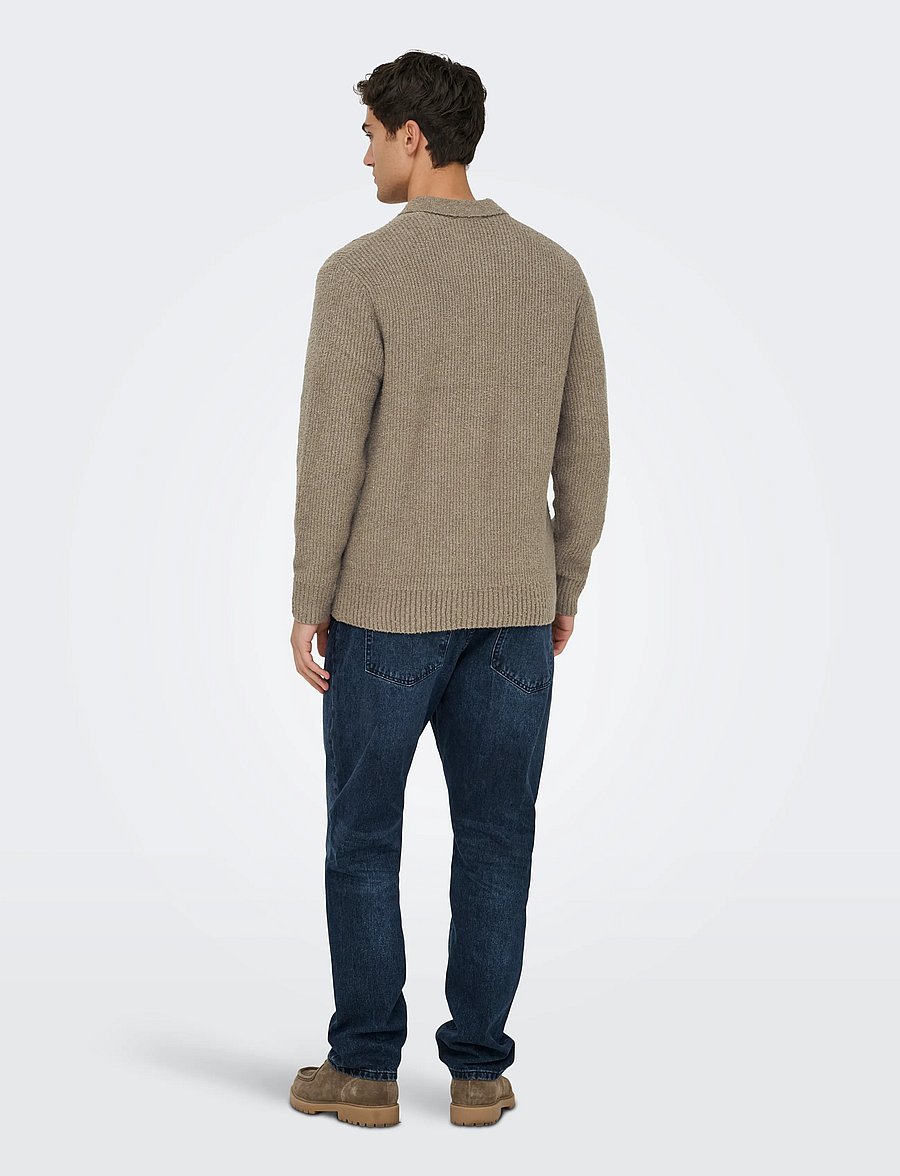 ONLY & SONS - ONSDALE RLX LS POLO KNIT NOOS - poloer i strik med lange ærmer - walnut - 3