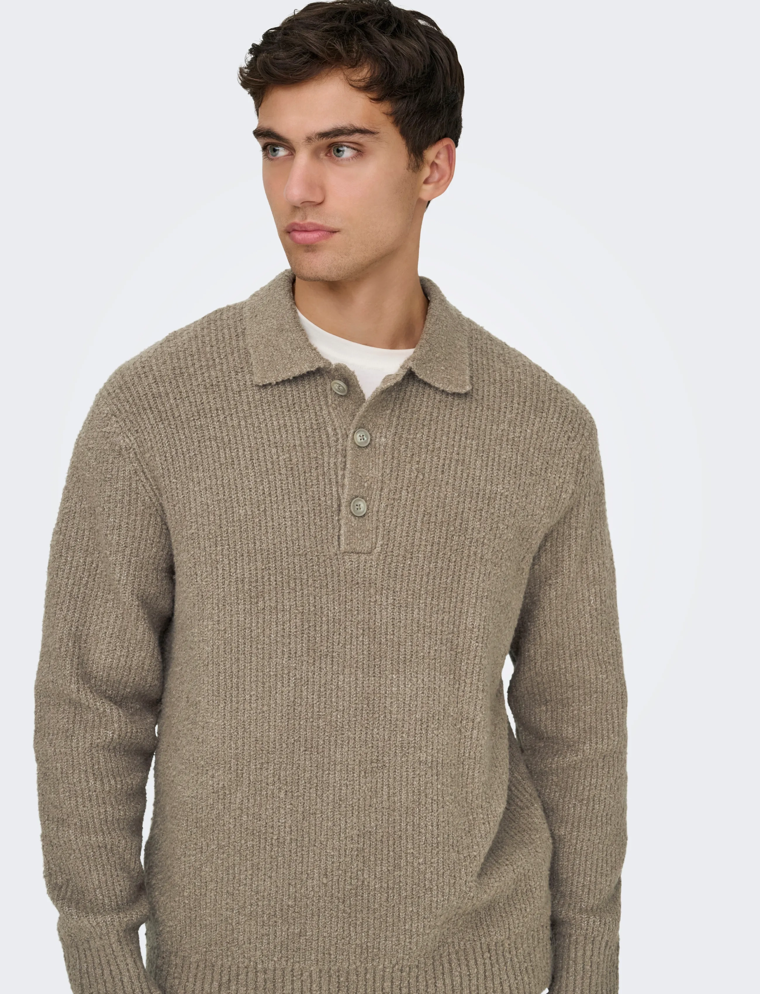 ONLY & SONS - ONSDALE RLX LS POLO KNIT NOOS - poloer i strik med lange ærmer - walnut - 4