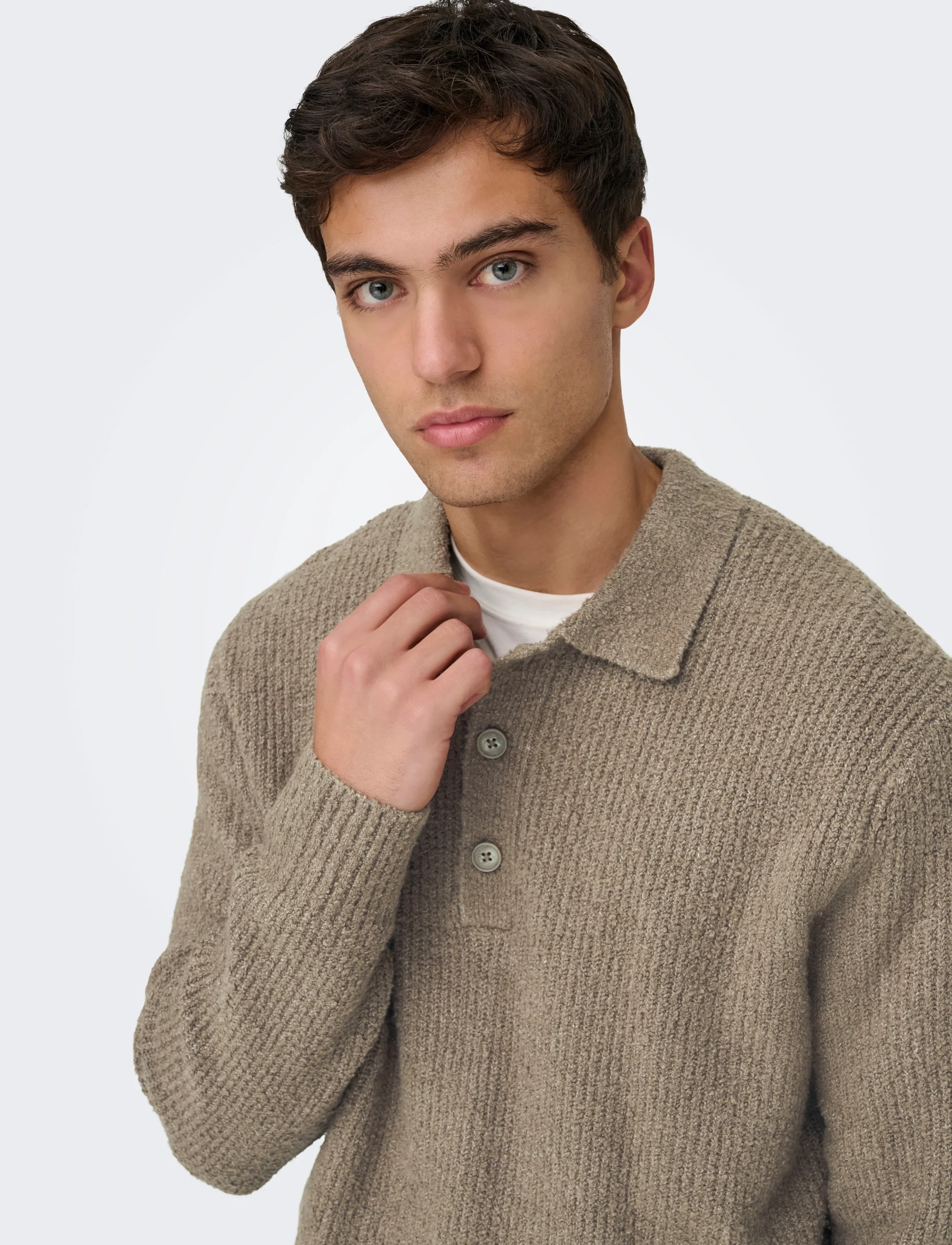 ONLY & SONS - ONSDALE RLX LS POLO KNIT NOOS - poloer i strik med lange ærmer - walnut - 5