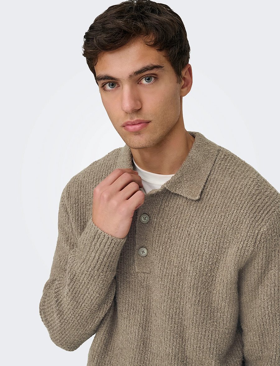ONLY & SONS - ONSDALE RLX LS POLO KNIT NOOS - poloer i strik med lange ærmer - walnut - 5