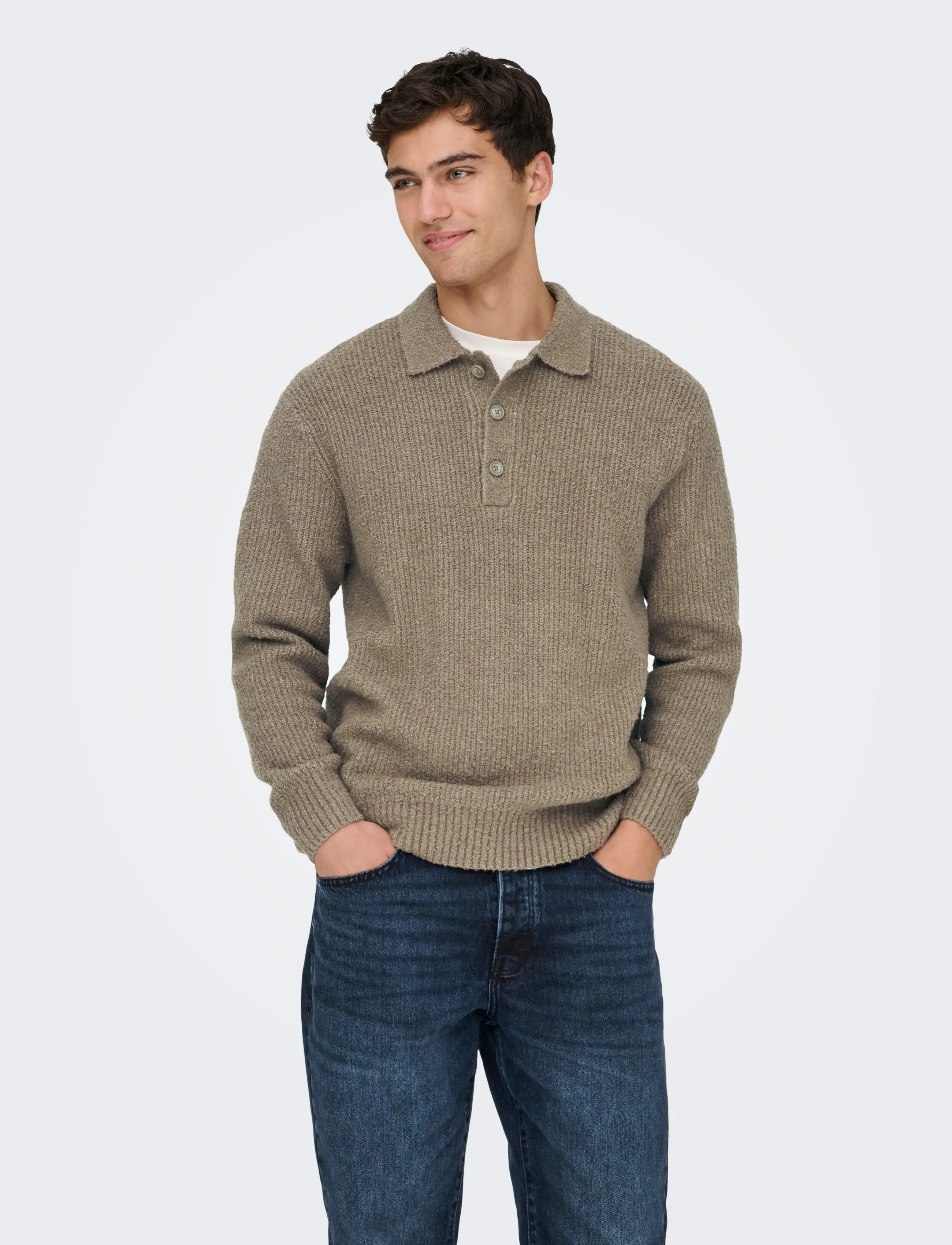 ONLY & SONS Onsdale Rlx Ls Polo Knit Noos långärmade t-shirts herr – bild 5