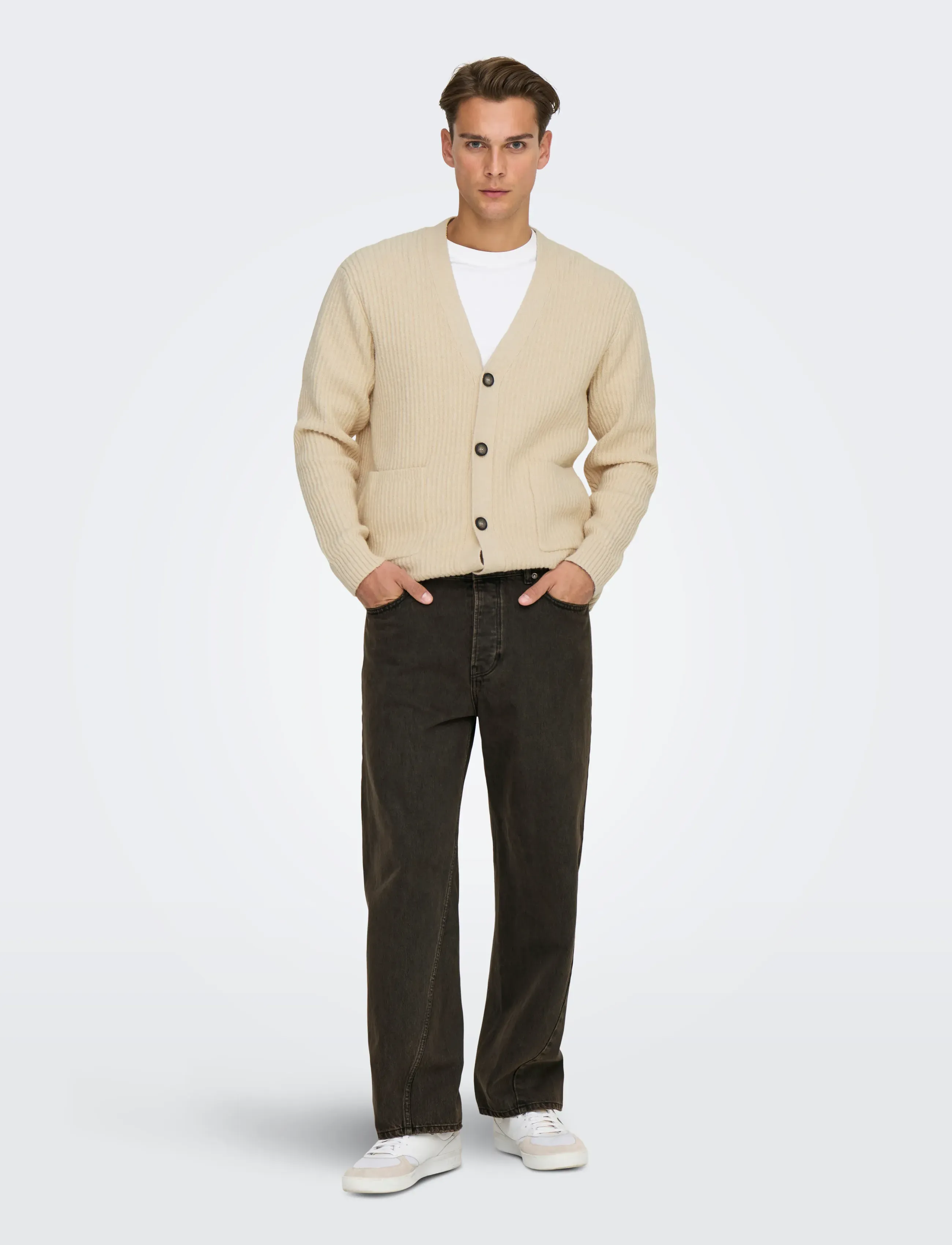 ONLY & SONS ONSFADE LOOSE TWIST BROWN 3325 TAI DNM - Kollektionen - BROWN STONE / brown