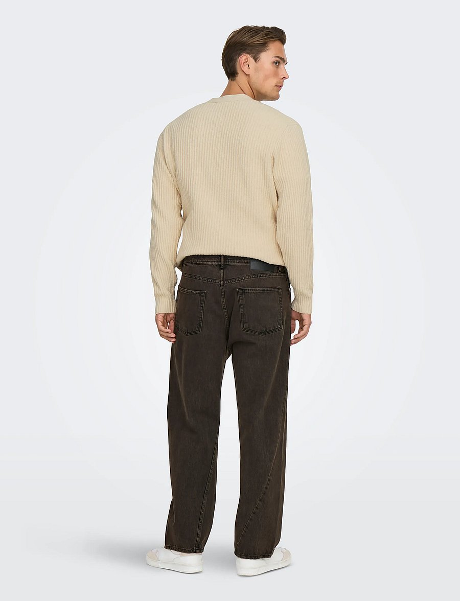 ONLY & SONS - ONSFADE LOOSE TWIST BROWN 3325 TAI DNM - loose jeans - brown stone - 3