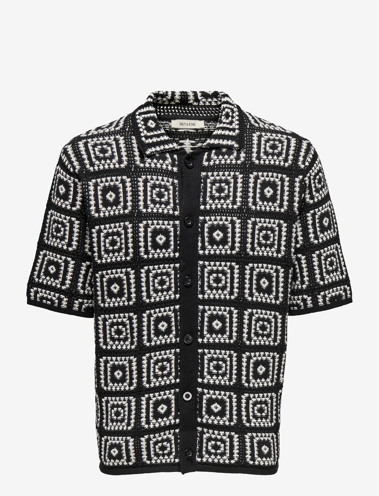ONLY & SONS - ONSBART RLX 5 SS SHIRT KNIT - kortærmede skjorter - black - 1