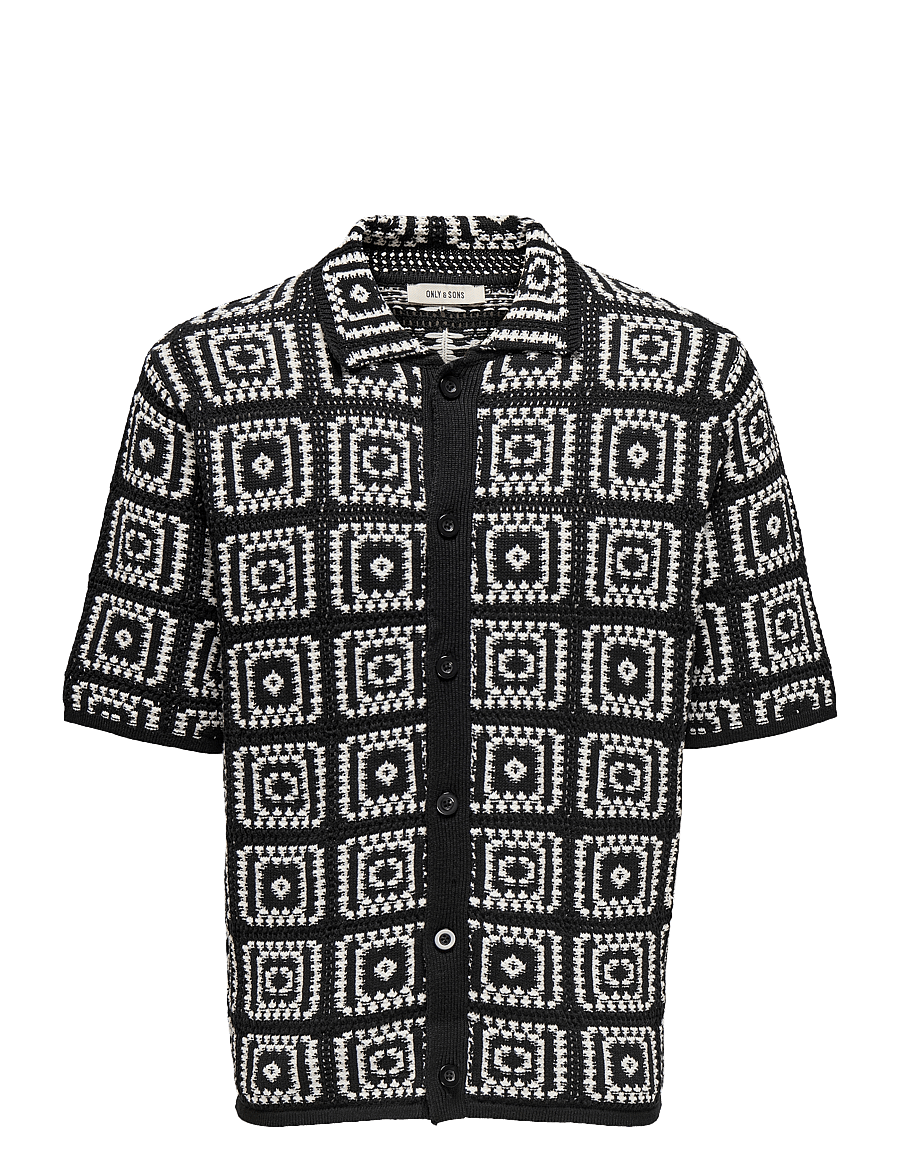 ONLY & SONS - ONSBART RLX 5 SS SHIRT KNIT NOOS - kortærmede skjorter - black - 1