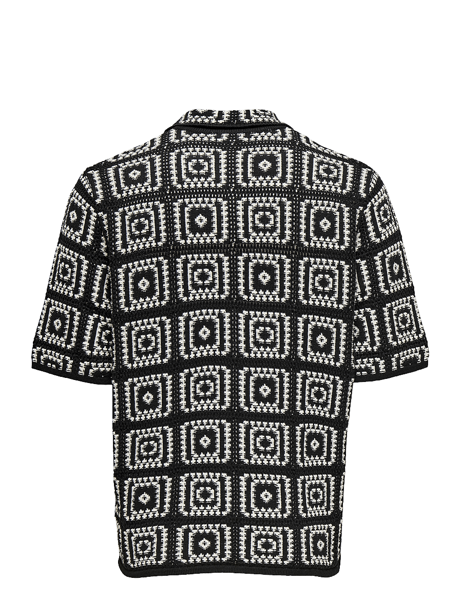 ONLY & SONS - ONSBART RLX 5 SS SHIRT KNIT NOOS - kortærmede skjorter - black - 2