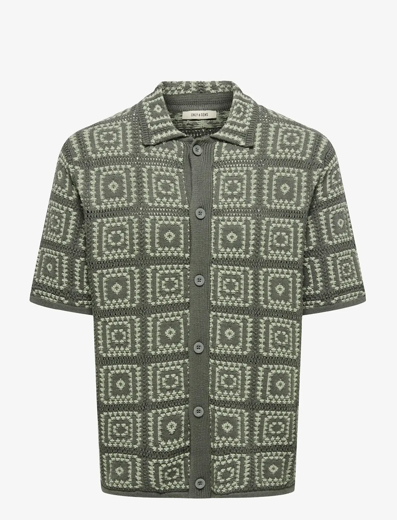 ONLY & SONS - ONSBART RLX 5 SS SHIRT KNIT - kortærmede skjorter - castor gray - 1