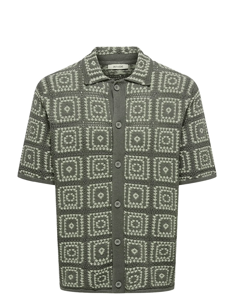 ONLY & SONS - ONSBART RLX 5 SS SHIRT KNIT NOOS - kortærmede skjorter - castor gray - 1