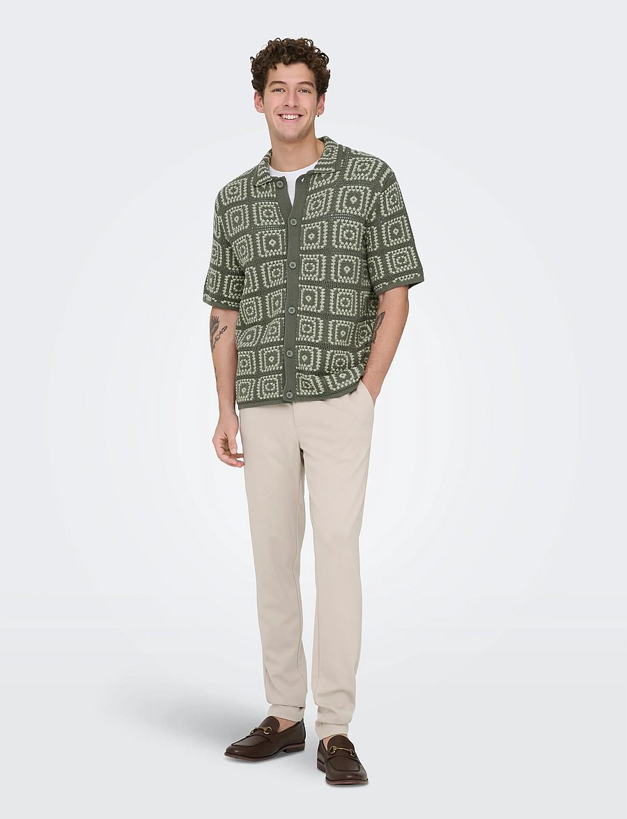 ONLY & SONS - ONSBART RLX 5 SS SHIRT KNIT NOOS - kortærmede skjorter - castor gray - 5