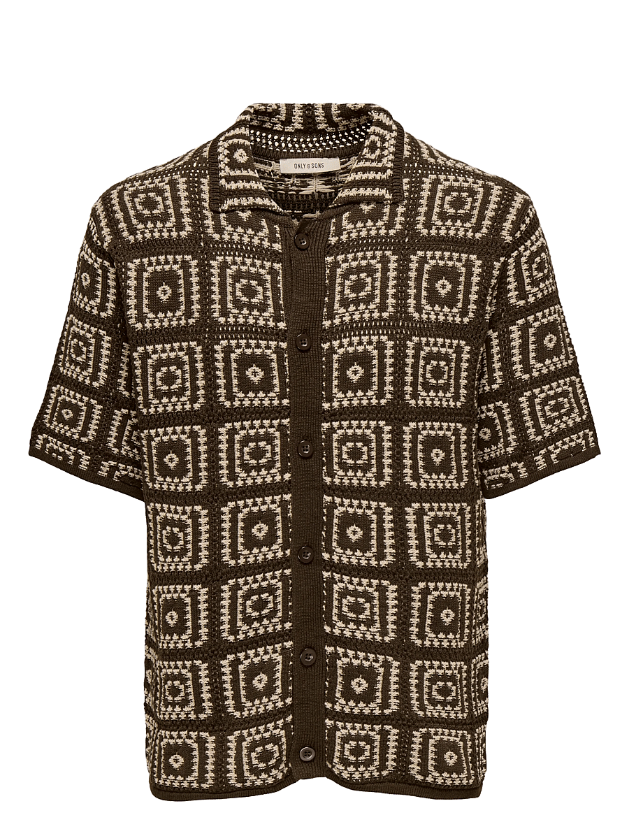 ONLY & SONS - ONSBART RLX 5 SS SHIRT KNIT NOOS - short-sleeved shirts - demitasse - 1