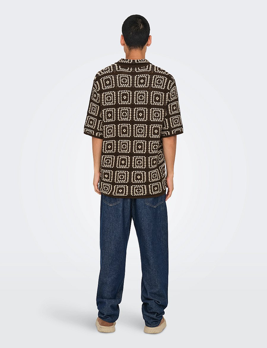ONLY & SONS - ONSBART RLX 5 SS SHIRT KNIT NOOS - short-sleeved shirts - demitasse - 3