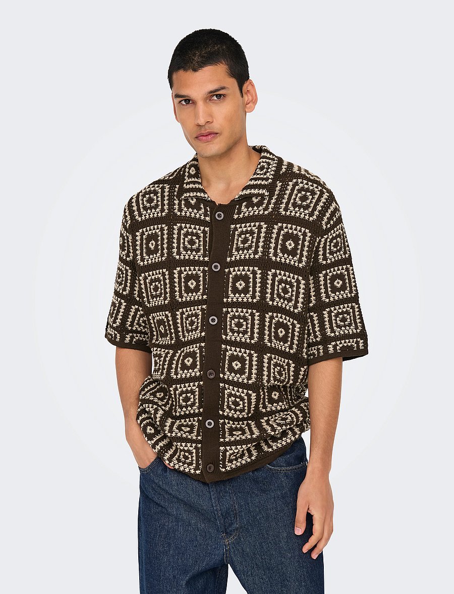 ONLY & SONS - ONSBART RLX 5 SS SHIRT KNIT NOOS - short-sleeved shirts - demitasse - 4