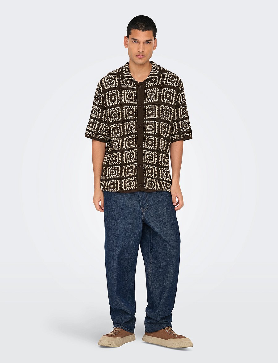 ONLY & SONS - ONSBART RLX 5 SS SHIRT KNIT NOOS - short-sleeved shirts - demitasse - 5