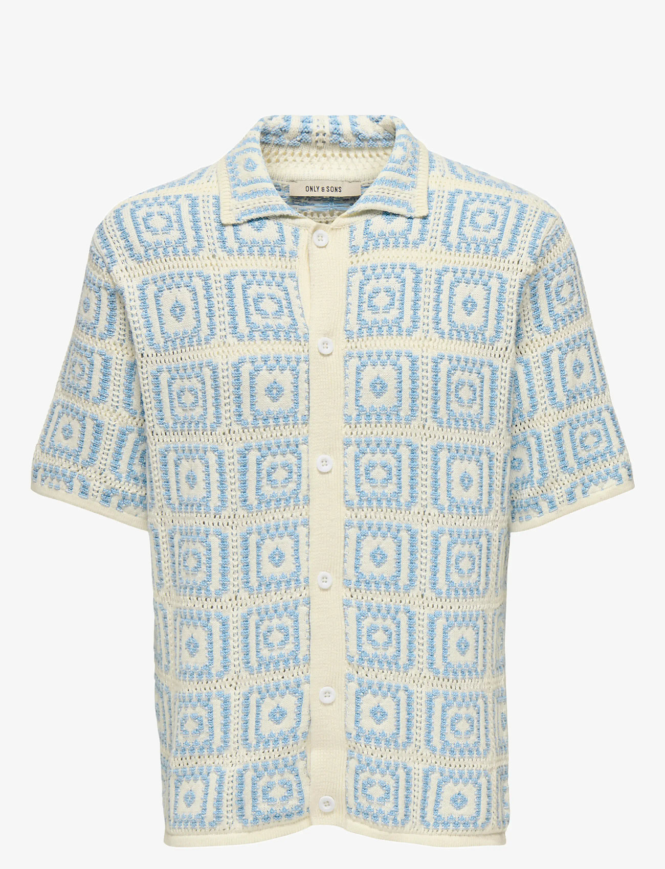 ONLY & SONS - ONSBART RLX 5 SS SHIRT KNIT - kortärmade skjortor - egret - 0