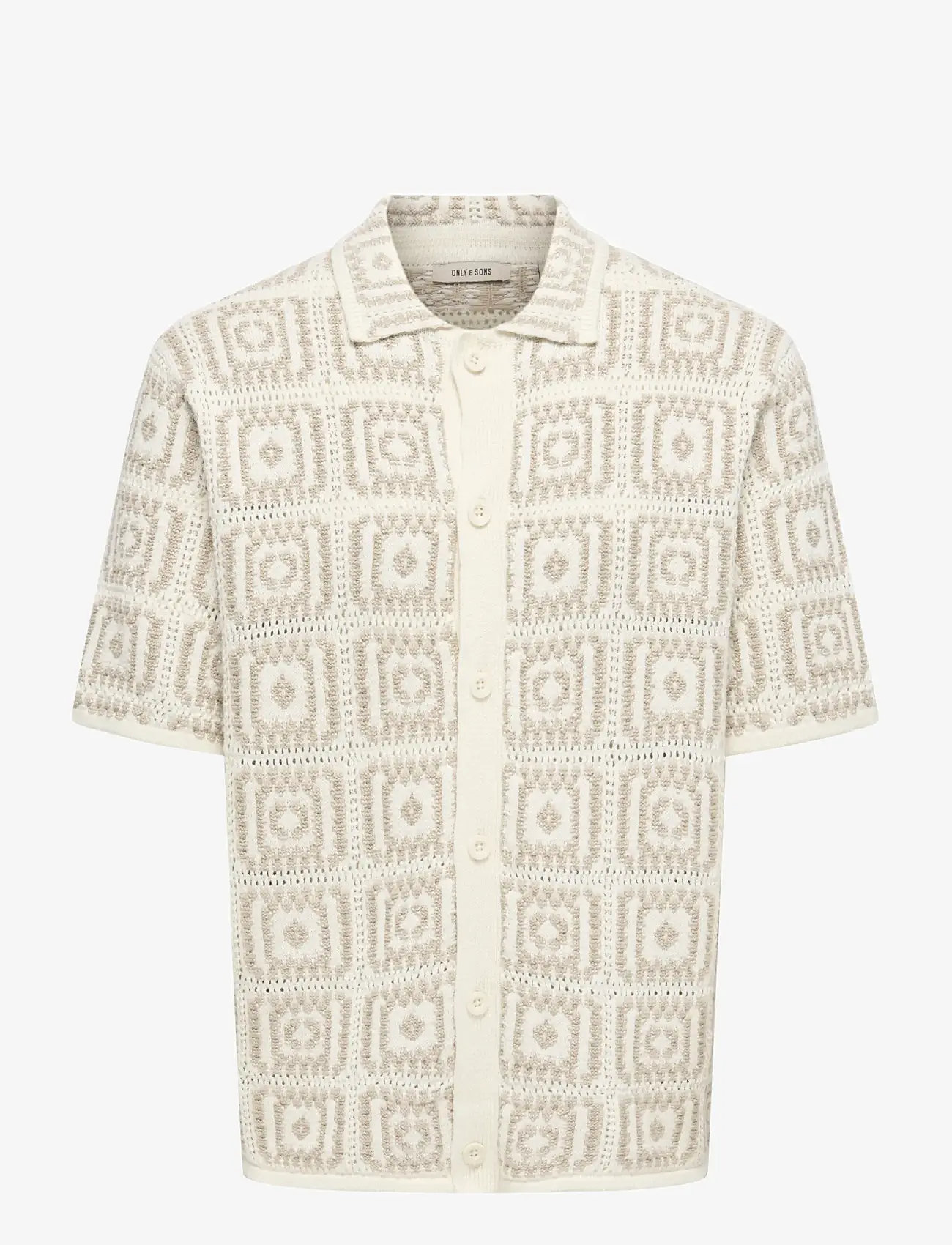ONLY & SONS - ONSBART RLX 5 SS SHIRT KNIT - lühikeste varrukatega särgid - egret - 1