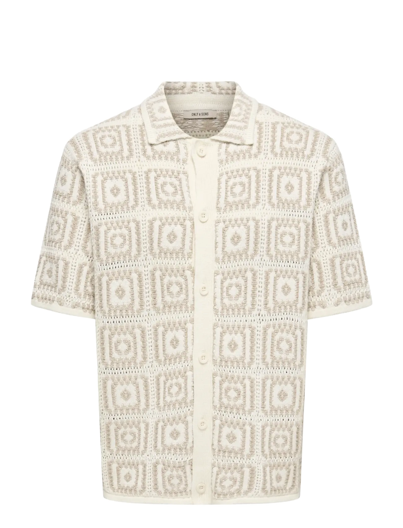 ONLY & SONS - ONSBART RLX 5 SS SHIRT KNIT NOOS - short-sleeved shirts - egret - 1