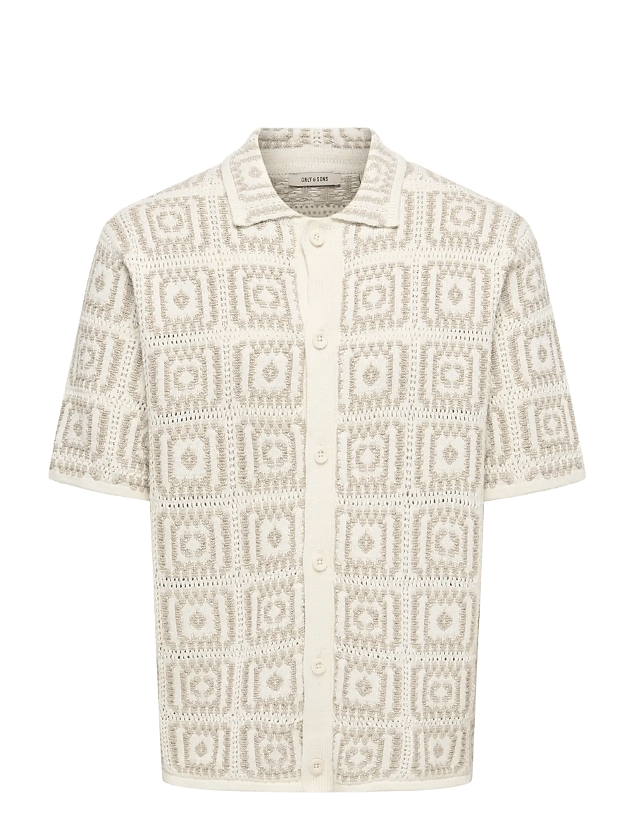 ONLY & SONS - ONSBART RLX 5 SS SHIRT KNIT NOOS - short-sleeved shirts - egret - 1