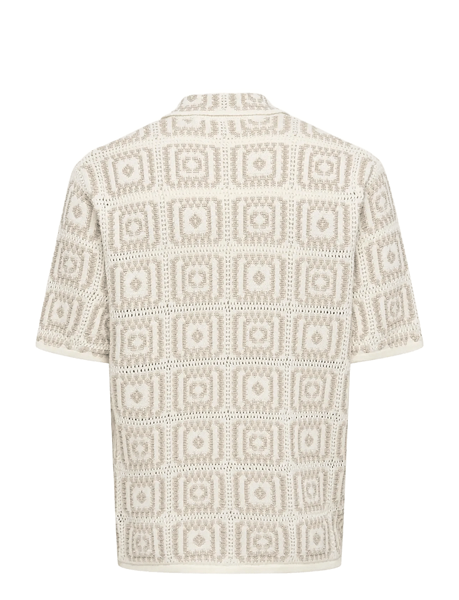 ONLY & SONS - ONSBART RLX 5 SS SHIRT KNIT NOOS - short-sleeved shirts - egret - 2