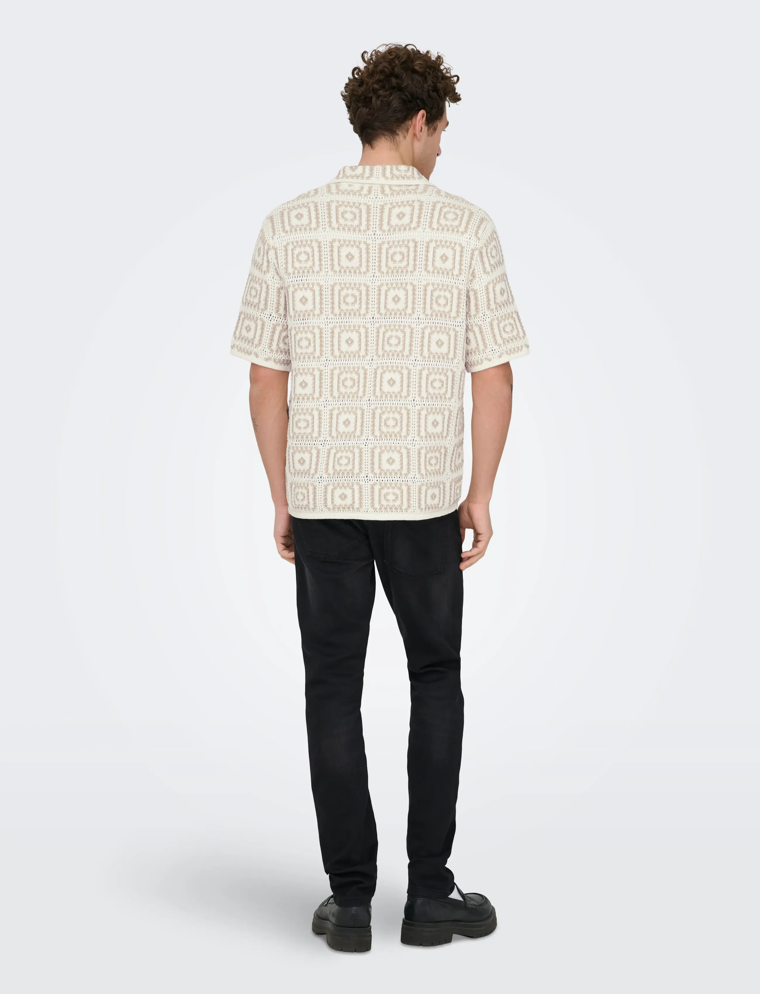 ONLY & SONS - ONSBART RLX 5 SS SHIRT KNIT - kurzarmhemden - egret - 3