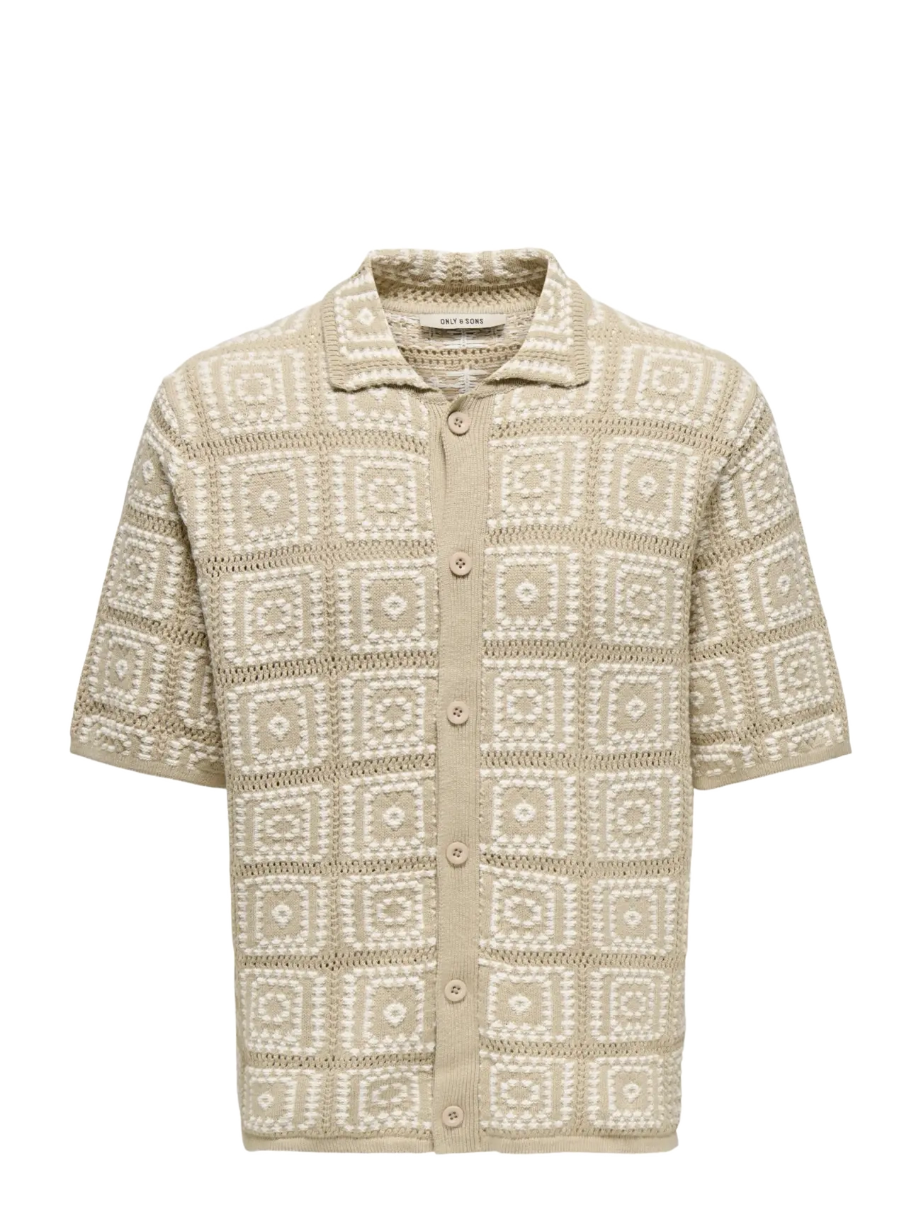 ONLY & SONS ONSBART RLX 5 SS SHIRT KNIT - Kauluspaidat - SILVER LINING / beige