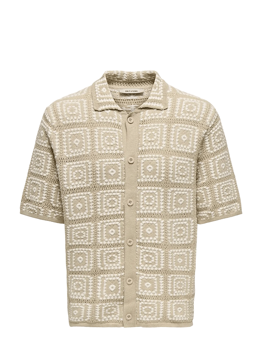 ONLY & SONS - ONSBART RLX 5 SS SHIRT KNIT NOOS - kurzarmhemden - silver lining - 1