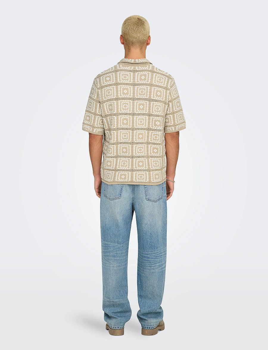 ONLY & SONS - ONSBART RLX 5 SS SHIRT KNIT NOOS - kurzarmhemden - silver lining - 3